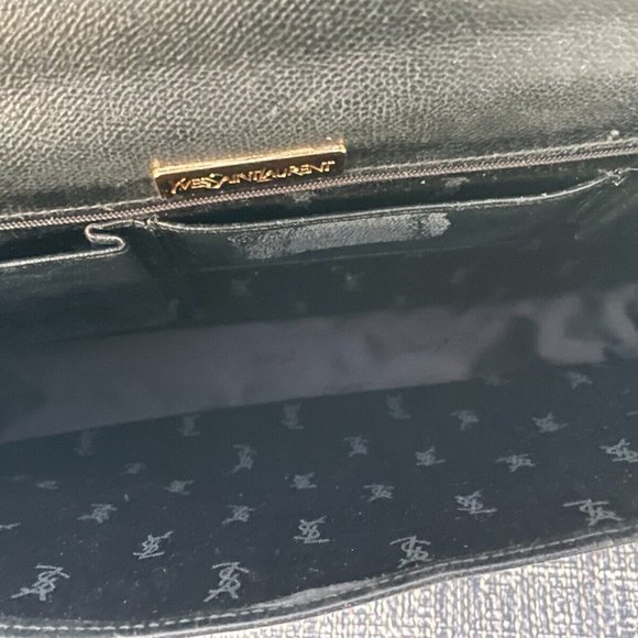 Auth YVES SAINT LAURENT Bag Business Document Bag 2 way Clutch Bag Black Leather - Picture 12 of 13